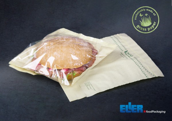 Panvas Verpackung aus Graspapier verpackt einen Snack.