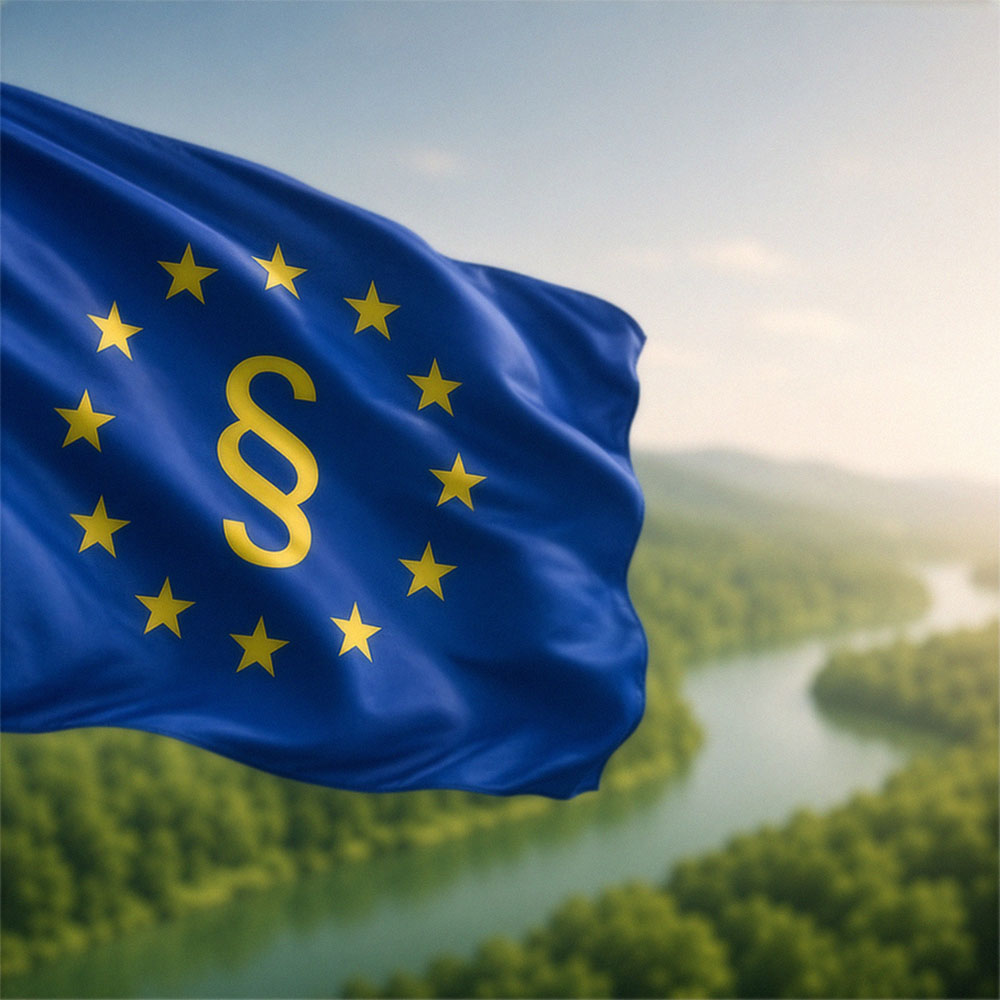 Europaflagge mit Paragrafenzeichen